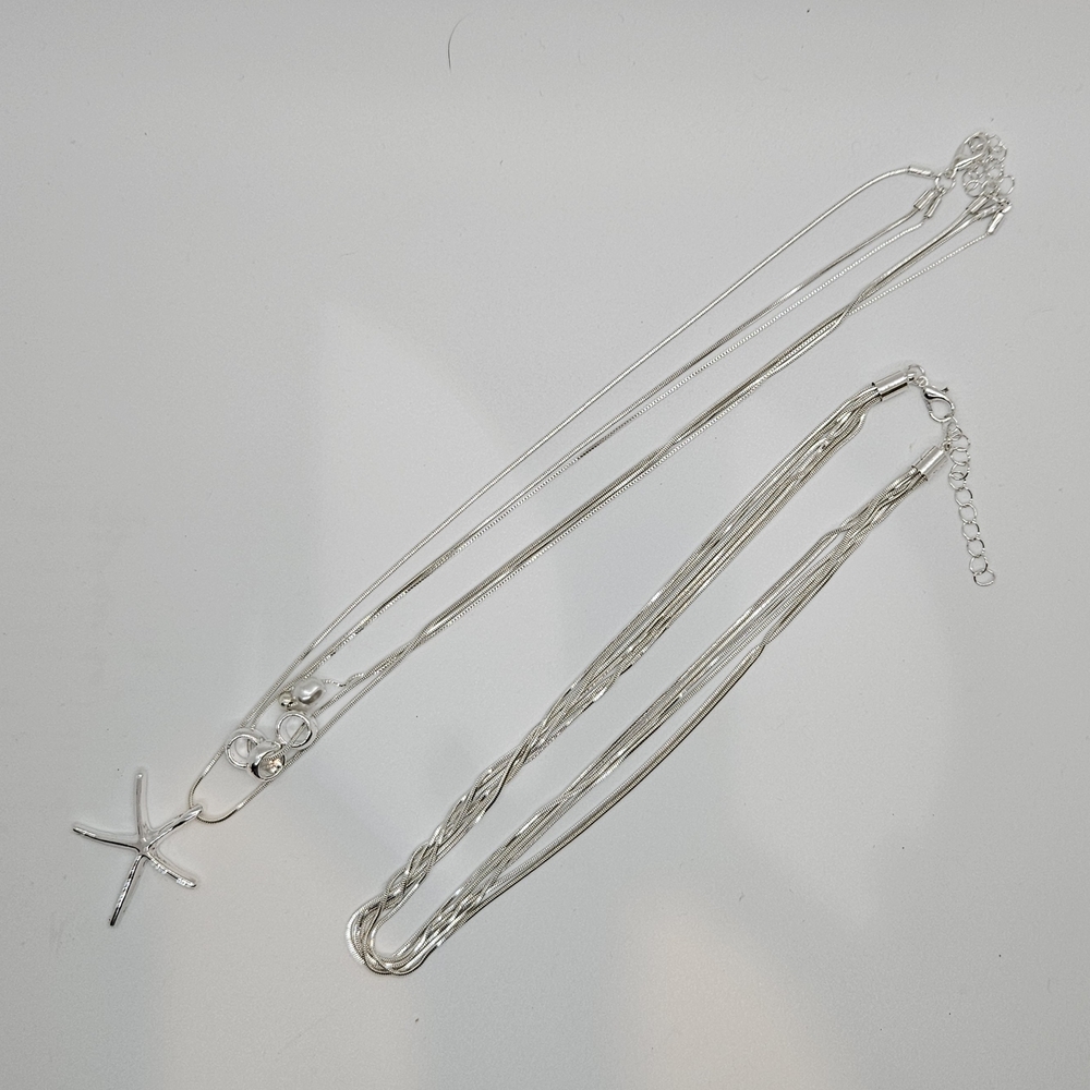 Silver Starfish Multi-Layer Necklace Set - Picture 9 of 13